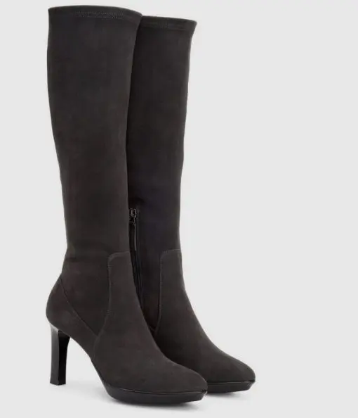 Aquatalia Rhumba II Stretch Suede Knee Boots Light Grey 9 - Image 2