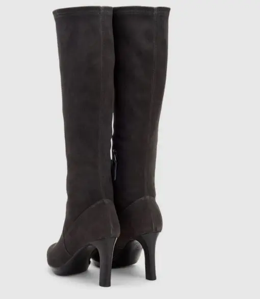 Aquatalia Rhumba II Stretch Suede Knee Boots Light Grey 9 - Image 4