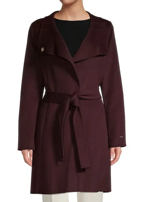 Tahari Women's Evana Belted Coat - Port Wine S