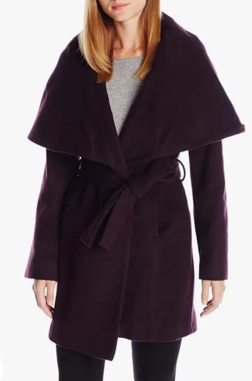 Tahari Women's Merlot Oversize-Lapel Marla Wool-Blend Wrap Coat