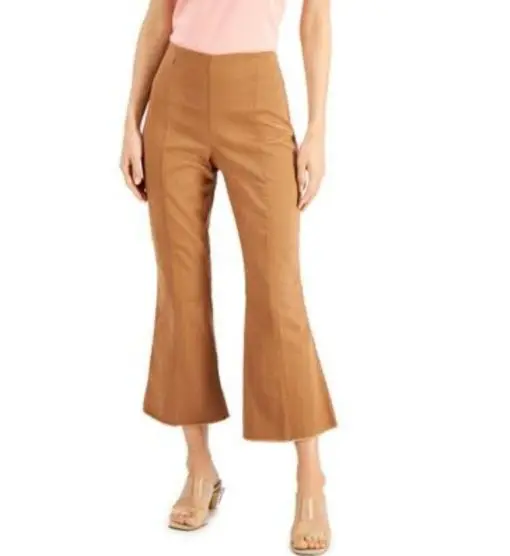 Inc Women's Pants Chestnut Brown Size 16X26 Cropped Flare-Leg Stretch 16