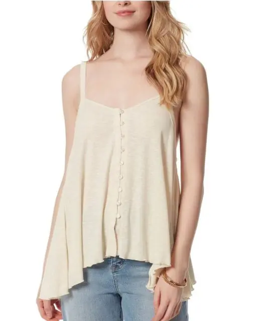 JESSICA SIMPSON WOMENS GWEN HI-LOW BUTTON-DOWN TANK TOP BLOUSE XS