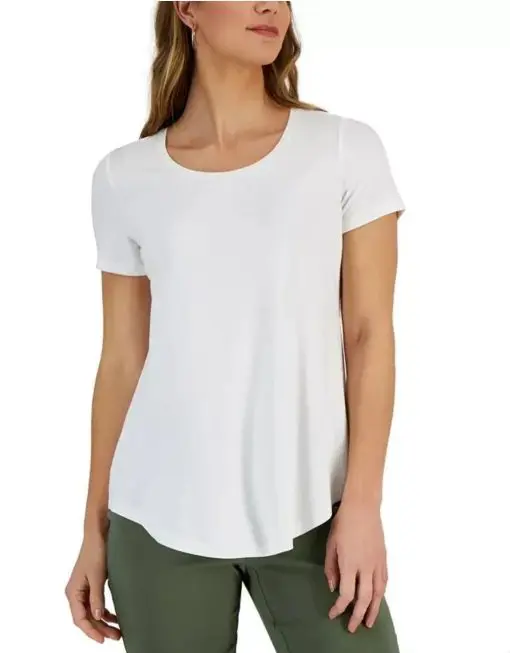 JM Collection Scoop-Neck T-Shirt/Top: L