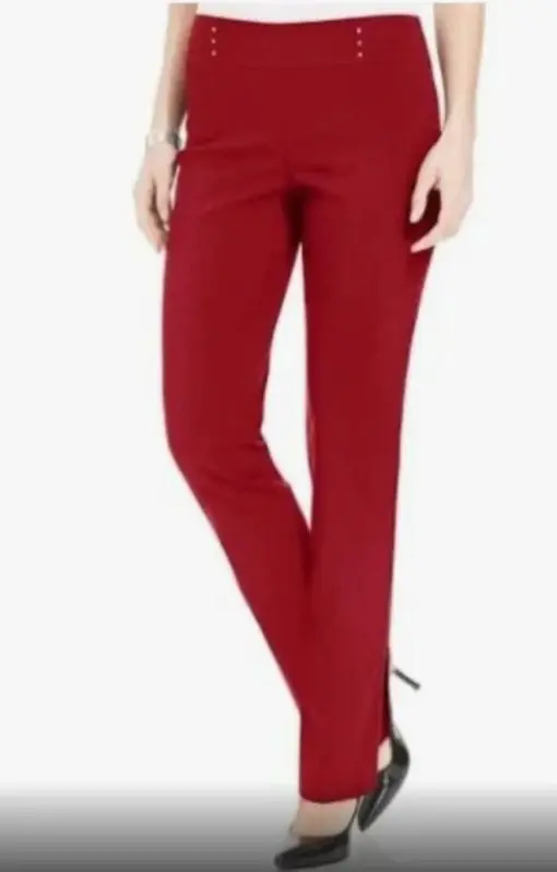 Jm Collection Studded Pull-on Pants, Petite & Petite Short, Real Red M