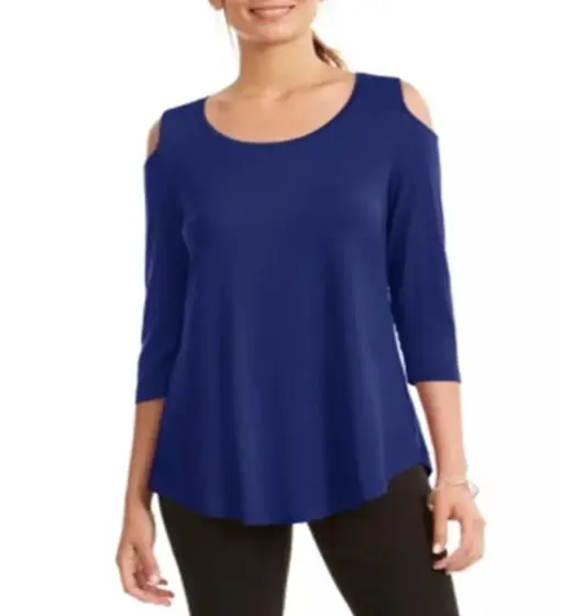 JM Collection Women's Cold-Shoulder Top Blue Size XL