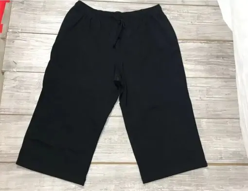 Karen Scott Black 1X Short Cotton Blend Soft Drawstring Pants Side Pockets 3X