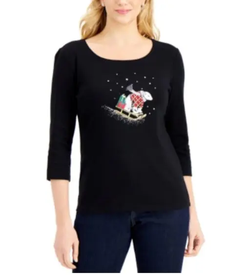 Karen Scott Cotton Graphic Top M