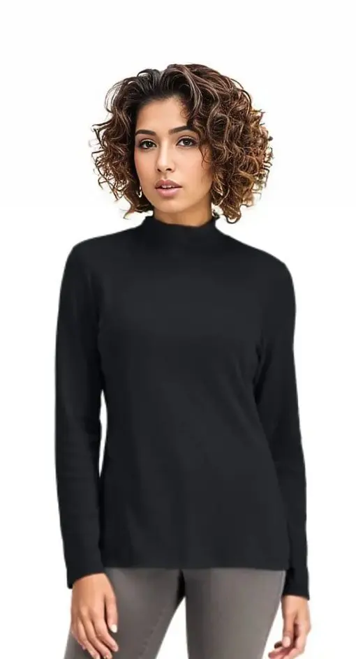 Karen Scott Mock-Neck Top, Deep Black XL