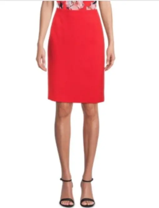 Kasper Womens Stretch Crepe Slim Skirt 10 Scarlet