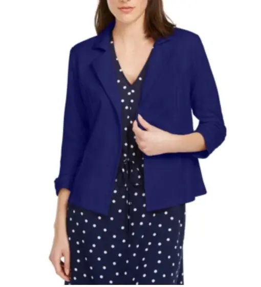 Maison Jules Womens Layering Cropped Casual Blazer Navy XS