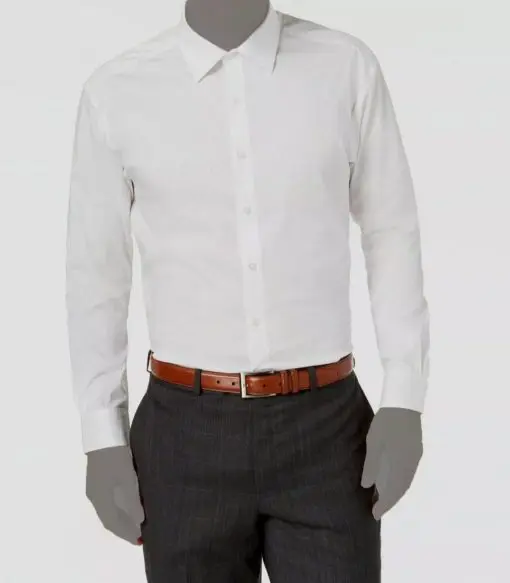 Men Regular-Fit Stretch White Long-Sleeve Dress Shirt XL