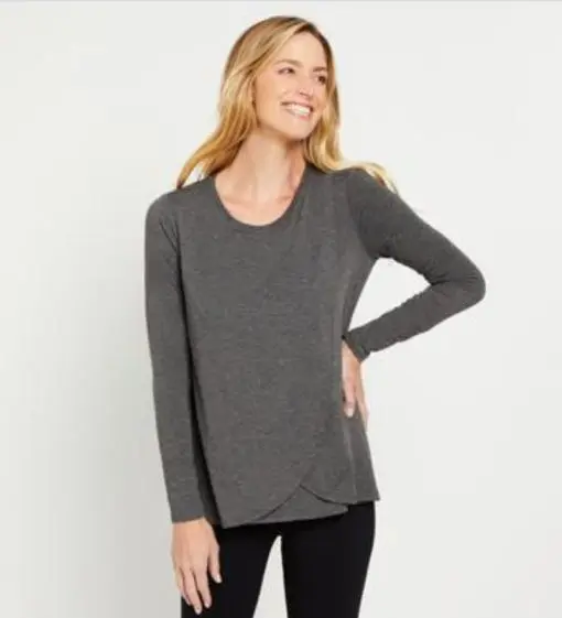 Motherhood Maternity Crewneck Nursing Longsleeve T-Shirt - Grey SIZEM