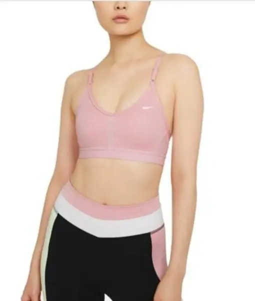 Nike Women S Indy V Neck Low Impact Sports Bra Pink Size X-Small