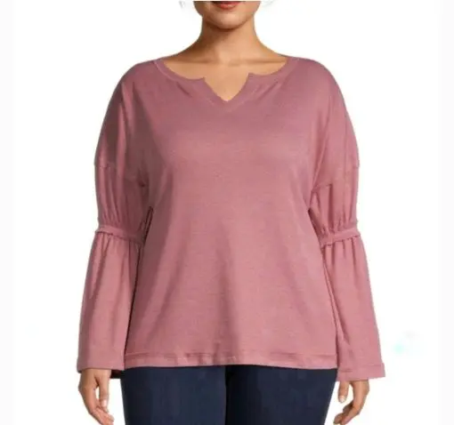 NWT Baea Plus Size Flare Sleeve Blouse Top Blush Pink L