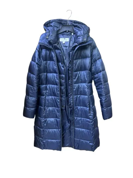 NWOT Calvin Klein Women's Shine Bibbed Hooded Packable Puffer Coat,- Shine Dark Indigo XS - Image 2