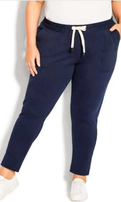 Plus Size Contrast Pocket Knit Pants - Navy 16