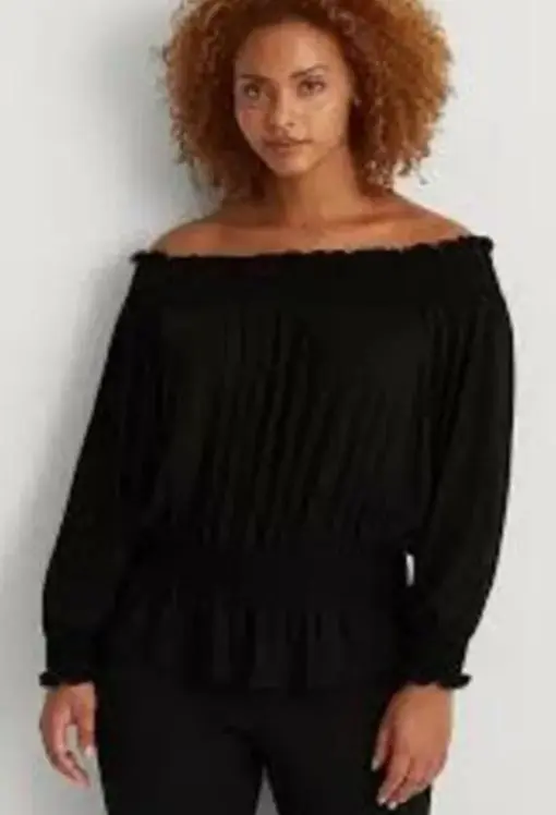 Ralph Lauren Plus-Size Jersey Off-The-Shoulder Black Size 3X