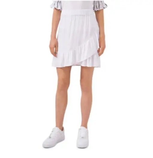 RILEY&RAE Womens White Ruffled Above the Knee Faux Wrap Skirt M