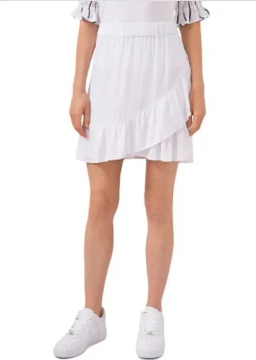 RILEY&RAE Womens White Ruffled Above the Knee Faux Wrap Skirt xs