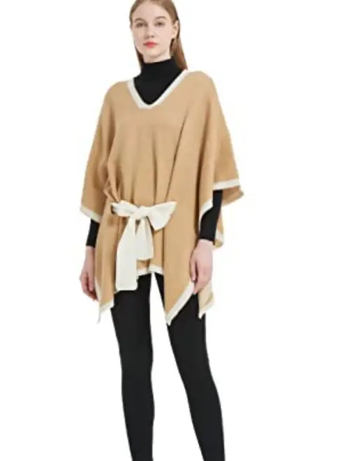 Save the Ocean Sustainable Belted Pullover Poncho OS/Camel *no belt