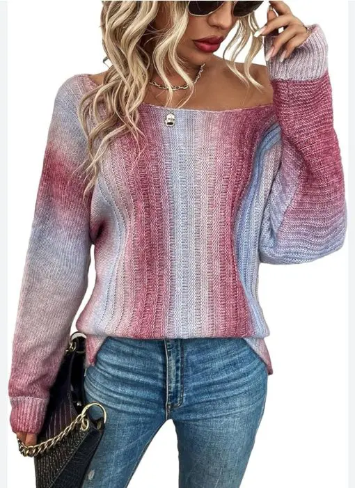 SHEIN Sweaters for Women - Ombre Batwing Sleeve Sweater 8/10