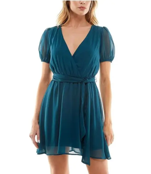 SPEECHLESS WOMENS CHIFFON MINI SEMI-FORMAL FIT & FLARE DRESS JUNIORS Small