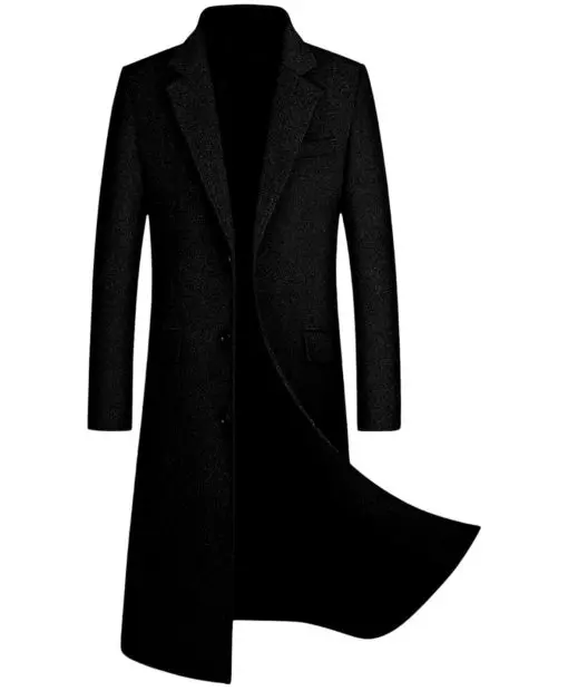 Stafford Mens Wool Black Topcoat Over Coat size 48R