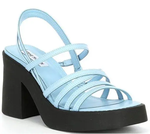 Steve Madden Kalani Blue Leather Strappy Platform Sandals 10M