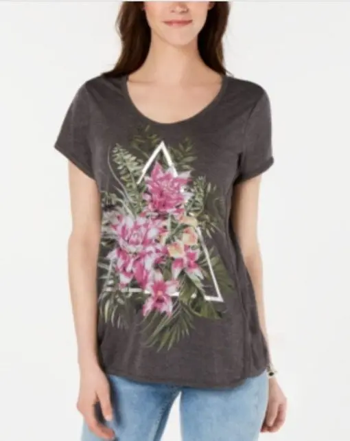 Style & Co Graphic-Print T-Shirt, Garden Cluster SIZEXL