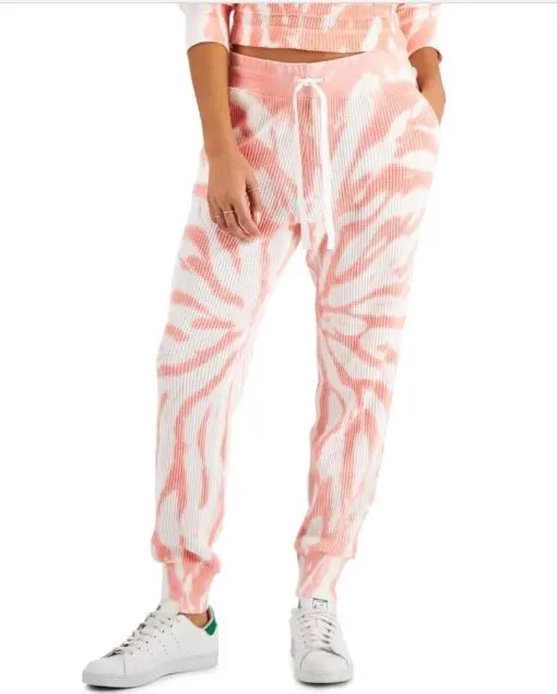 Style & Co Tie-Dyed Waffle-Knit Jogger Pants, L