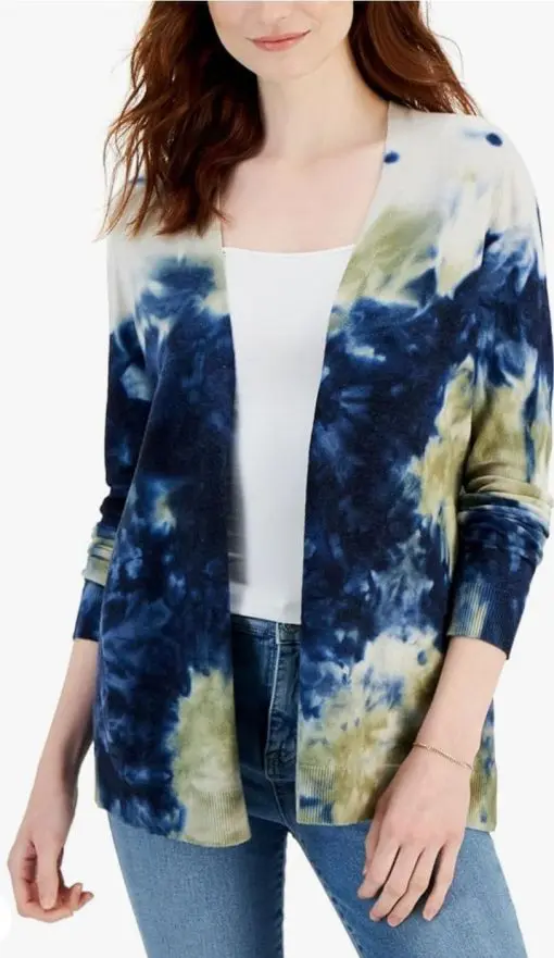 Style & Co. Womens Printed Cardigan Industrial Blue SIZESmall