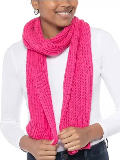 Style & Co. Women's Ribbed Muffler Scarf, Hot Pink, One Size