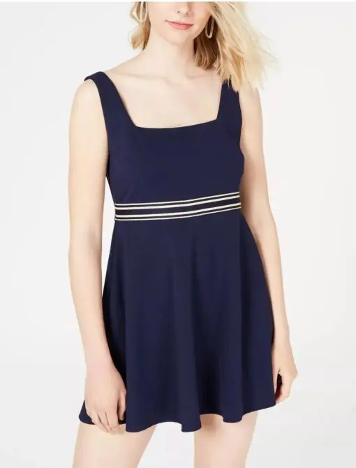 TEEZE ME Womens Navy Sleeveless Mini Fit + Flare Party Dress Juniors Size: 34