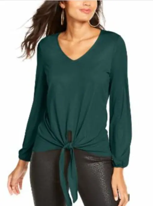 Thalia Sodi Women S Tie-Front Top Green Size X-Large