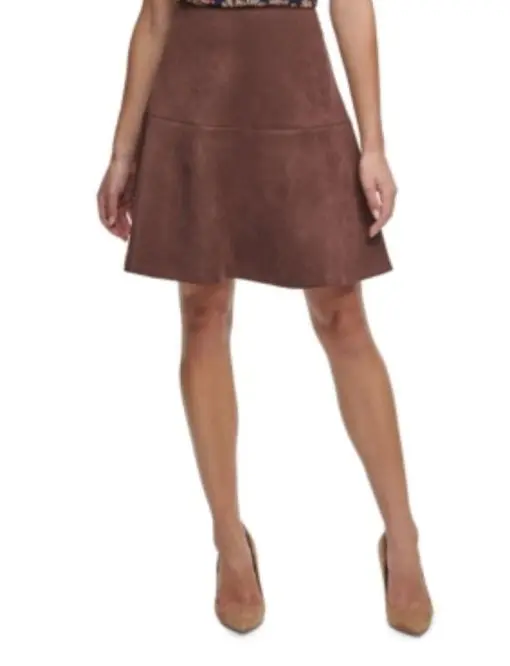 Tommy Hilfiger Faux-Suede Flared Skirt 16