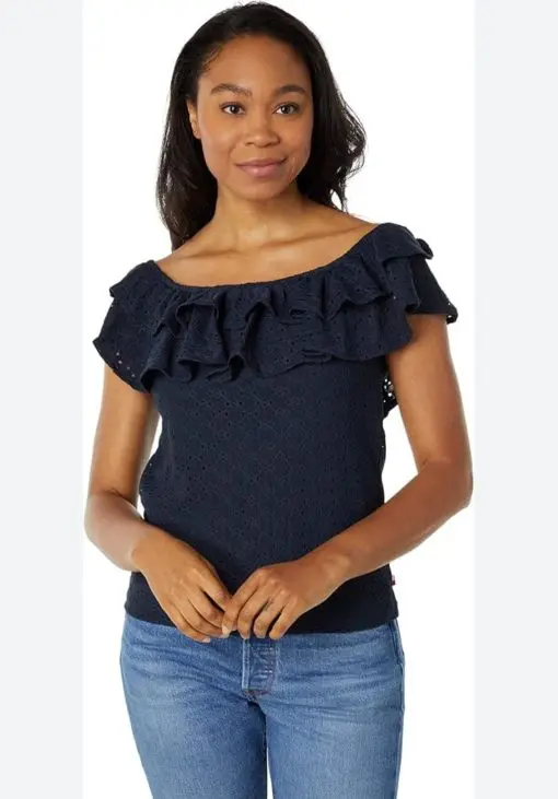 Tommy Hilfiger Off-The-Shoulder Eyelet Top XL