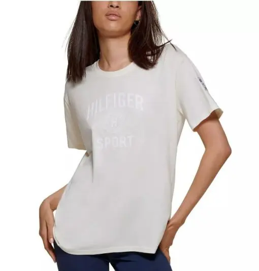 Tommy Hilfiger Sport Womens Fitness Workout Shirts & Tops Ivory M