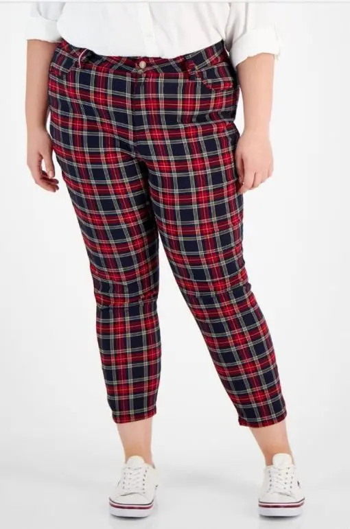 Tommy Hilfiger Womens Plus Plaid Ankle Skinny Pants 20w