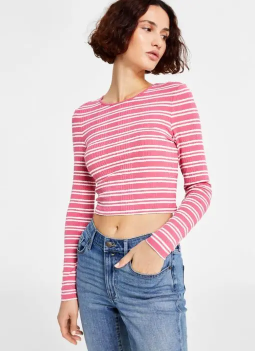 Tommy Jeans Womens Striped Ribbed T-Shirt L