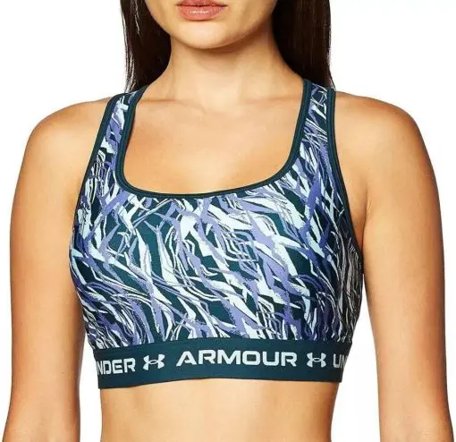 Under Armour Womens Mid Crossback Printed Sports Bra blue Size XS