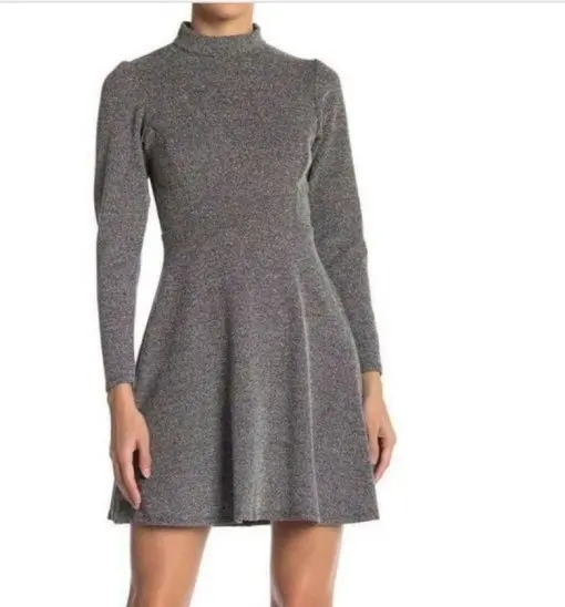 Velvet Torch Mock Neck Long Sleeve Skater Dress L