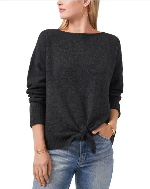 Vince Camuto Tie-Hem Boat-Neck Sweater XXS