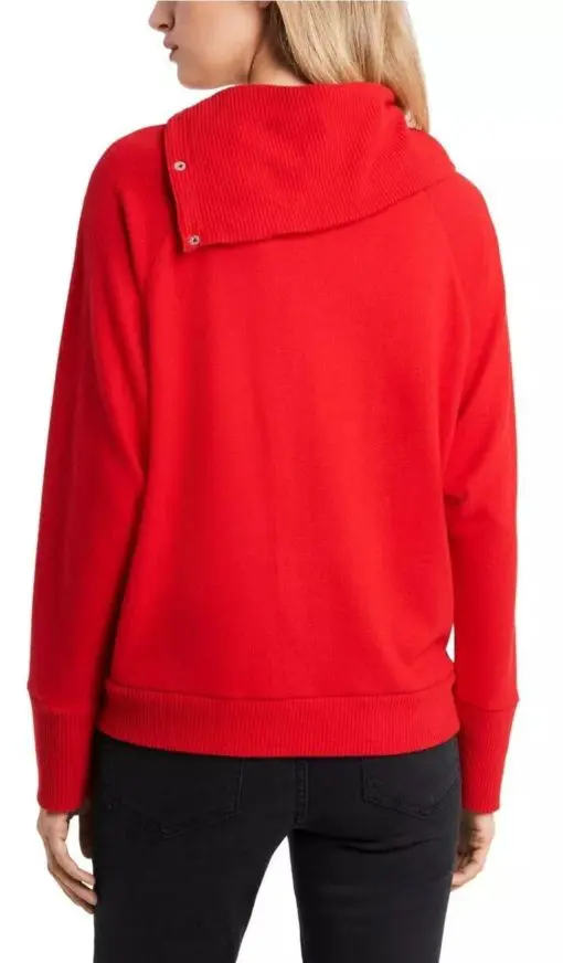 Vince Camuto Women's Fold Over Neck Long Sleeve Top Red Size XL