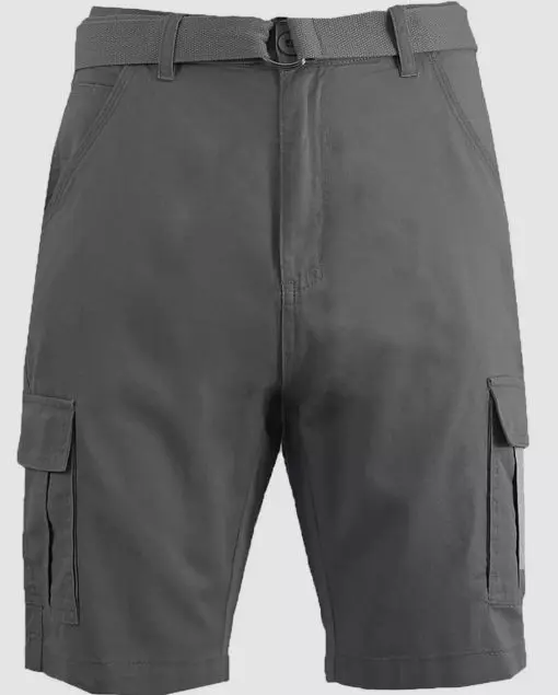 Wicked Stitch Men's Gray Stretch Belted Waist Cargo Shorts Size 42