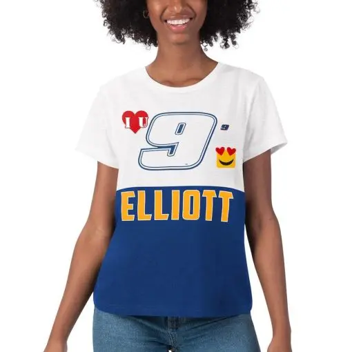 Women's Chase Elliott G-III 4Her by Carl Banks White/Royal Double Team T-Shirt M