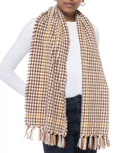 Womens Patterned Wrap Scarf Camel Color CHARTER CLUB