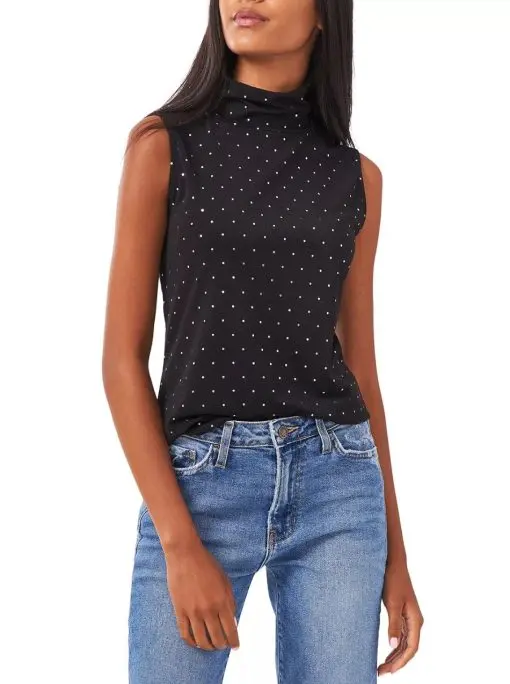 Women's Polka-Dot Turtleneck Top S