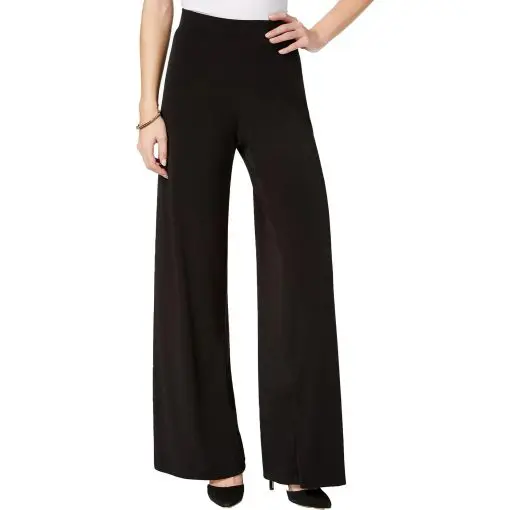 NY collection Petites Women's Wide Leg Pull on Palazzo Pants PS