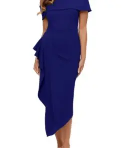 Betsy Adama Womens nevy blues Asymmetric Ruffled Cocktail and Party Dress 4