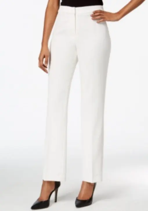 Kasper Straight-Leg Modern Crepe Dress Pants - Vanilla Ice 14